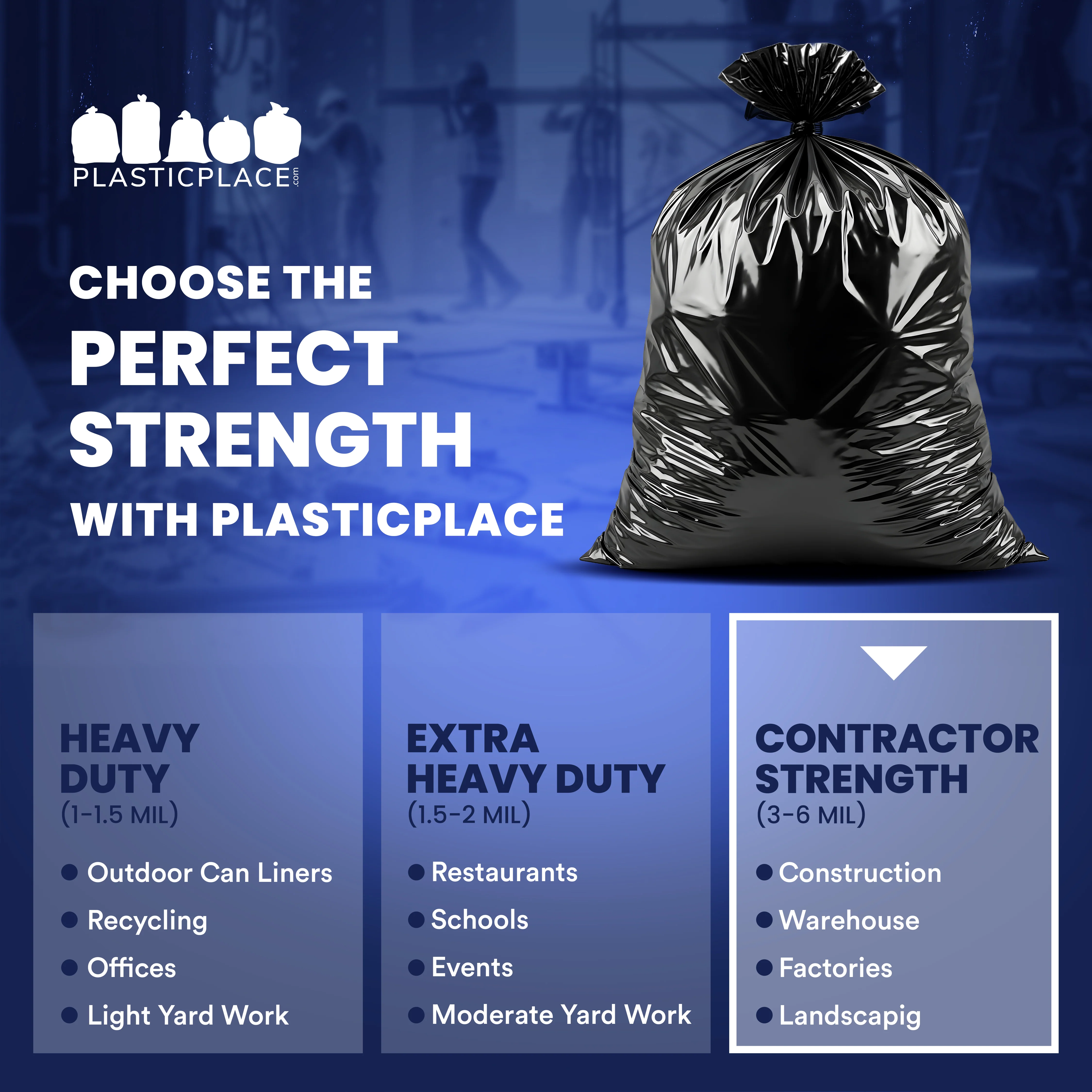 32-33 Gallon Contractor Trash Bags - Black, 50 Bags - 3 Mil - Image 8