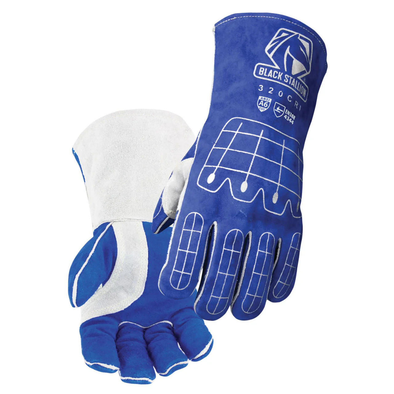 Black Stallion 320CRI A6 Cut Impact Resistant Cowhide STICK Welding Gloves, Blue - Image 2