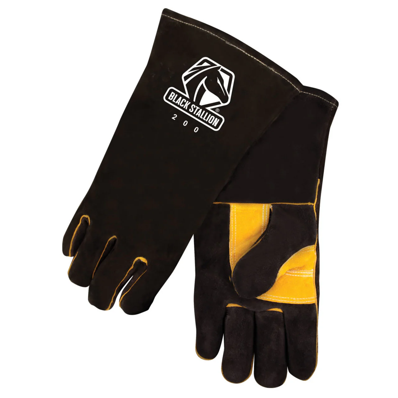 Black Stallion 200 Cowhide Stick Welding Gloves with CushionCore Liner, Black/Gold