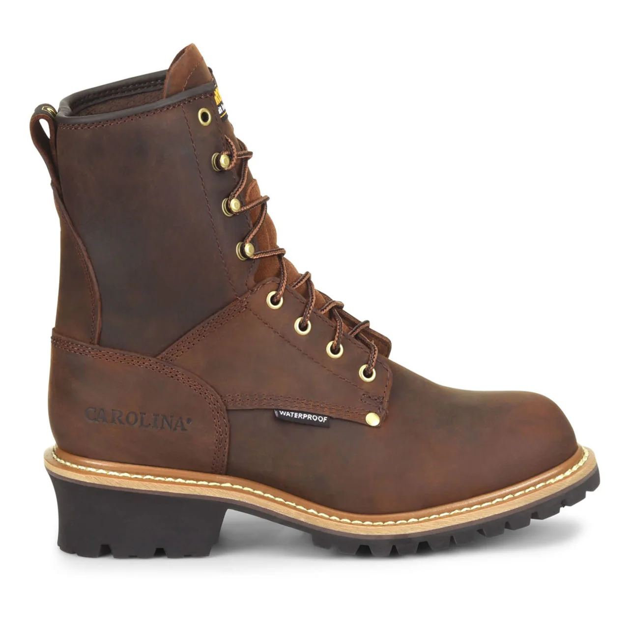 Carolina Men's Elm 8" Loggers Waterproof EH Steel Toe Boots, CA9821, Copper Crazy Horse