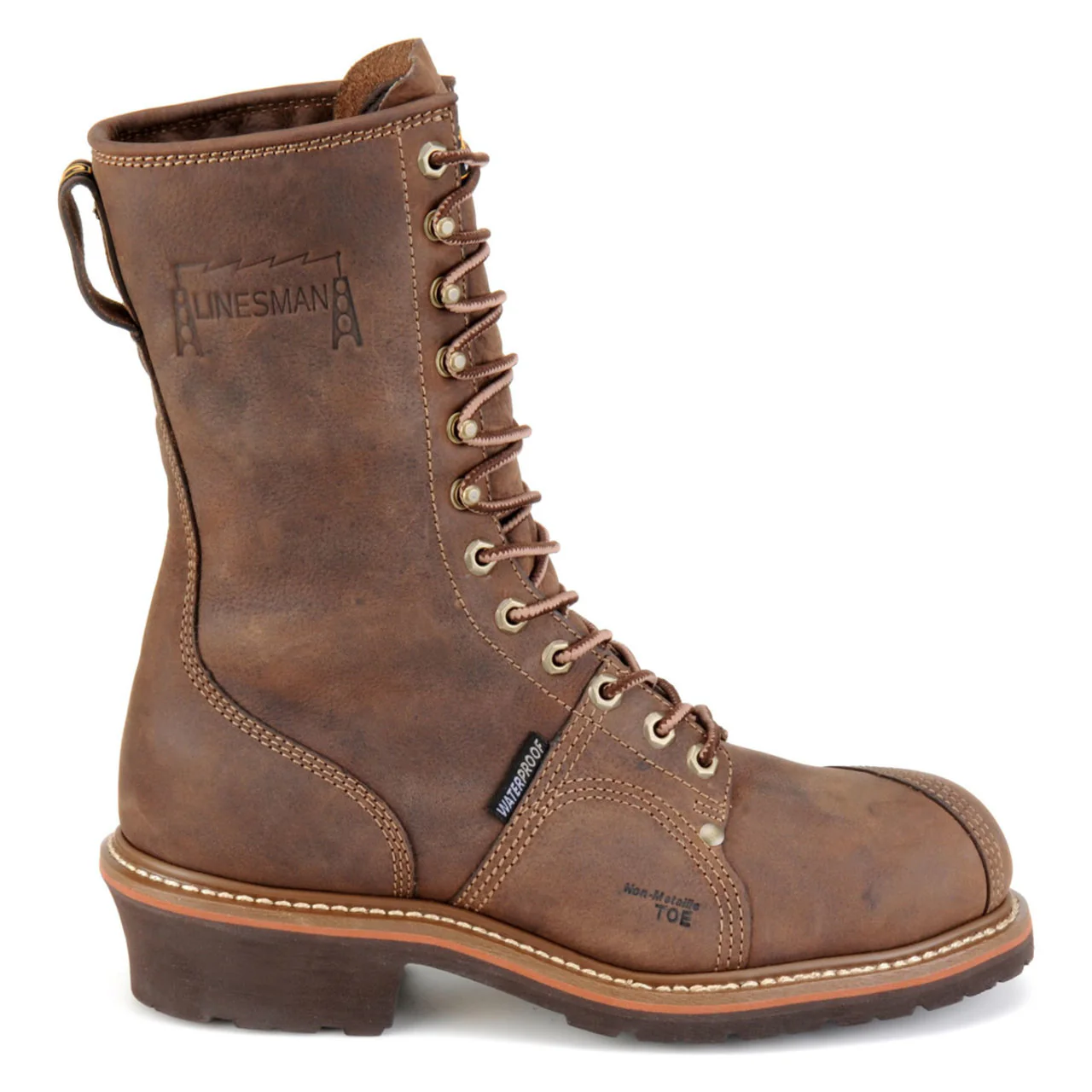 Carolina Men's Linesman 10" Waterproof EH Soft Toe Boots, CA904, Cork Harness