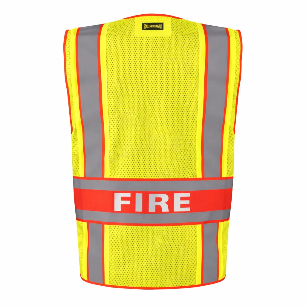 Custom OccuNomix Type P Class 2 Hi-Vis Fire Mesh Back Public Safety Vest, LUX-DPSF-DOR - Image 2