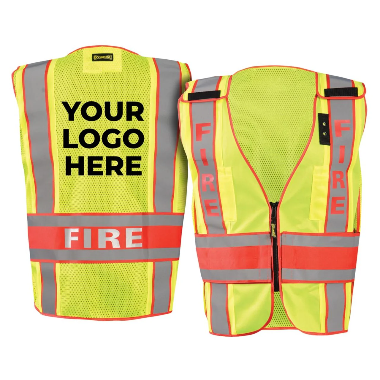 Custom OccuNomix Type P Class 2 Hi-Vis Fire Mesh Back Public Safety Vest, LUX-DPSF-DOR - Image 3