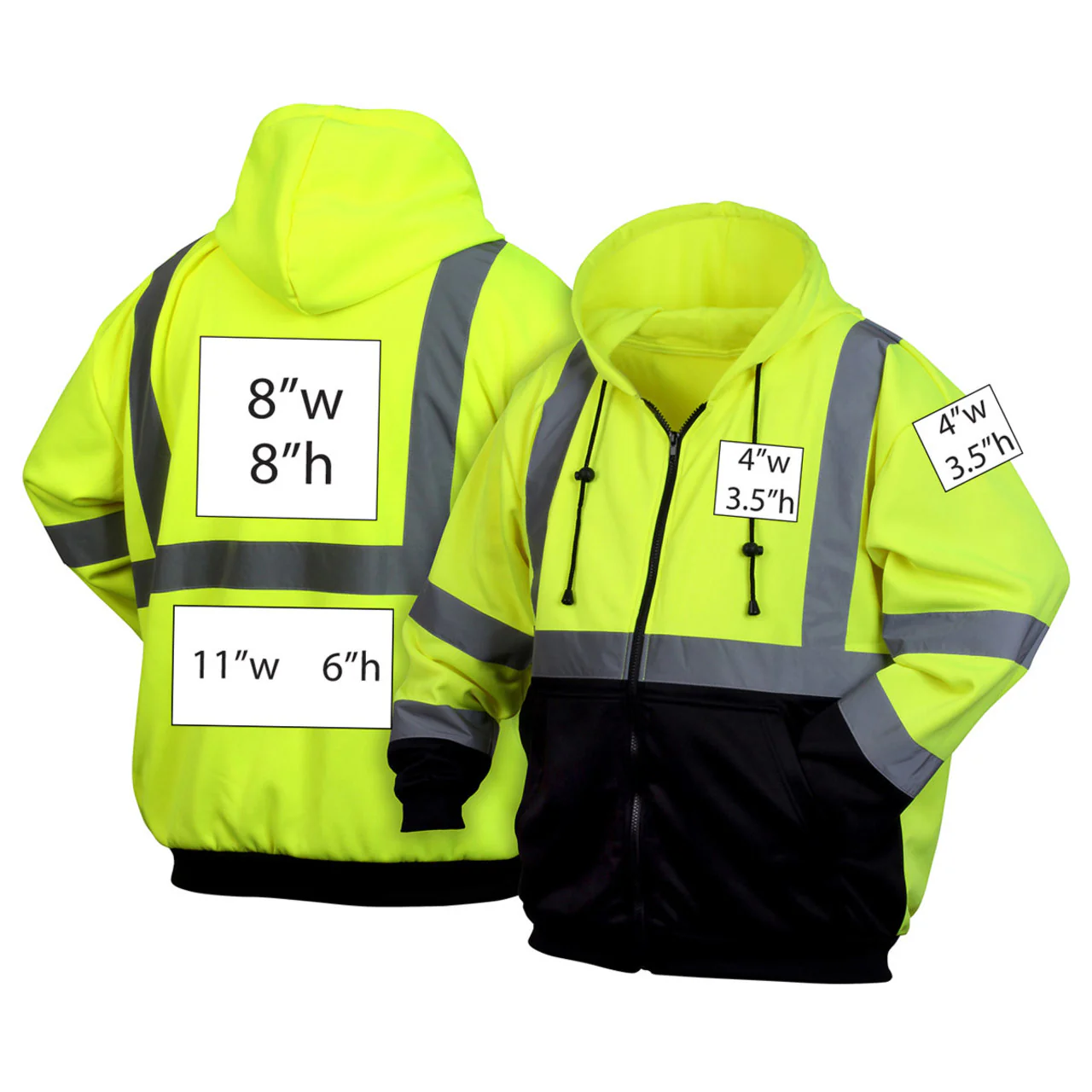 Custom Pyramex RSZH32 Type R Class 3 Zip Black Bottom Hooded Sweatshirt - Image 2