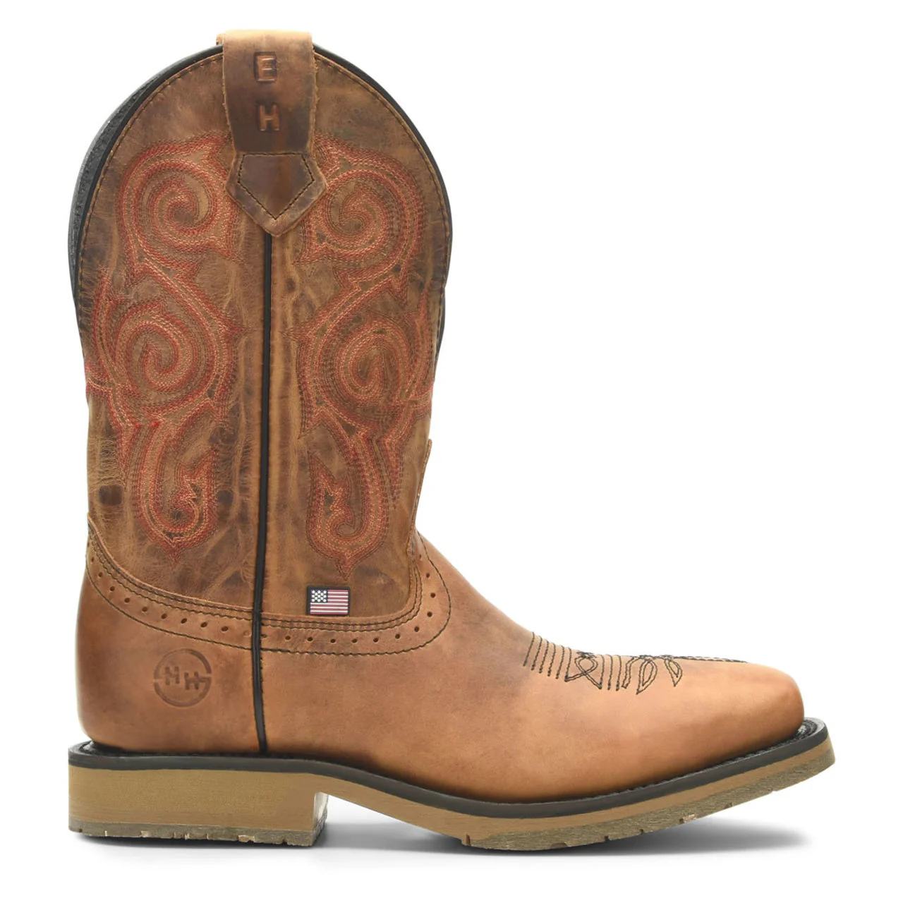 Double-H Boots Men's Bertram 11" Roper Steel Toe Boots, DH4560, Brown