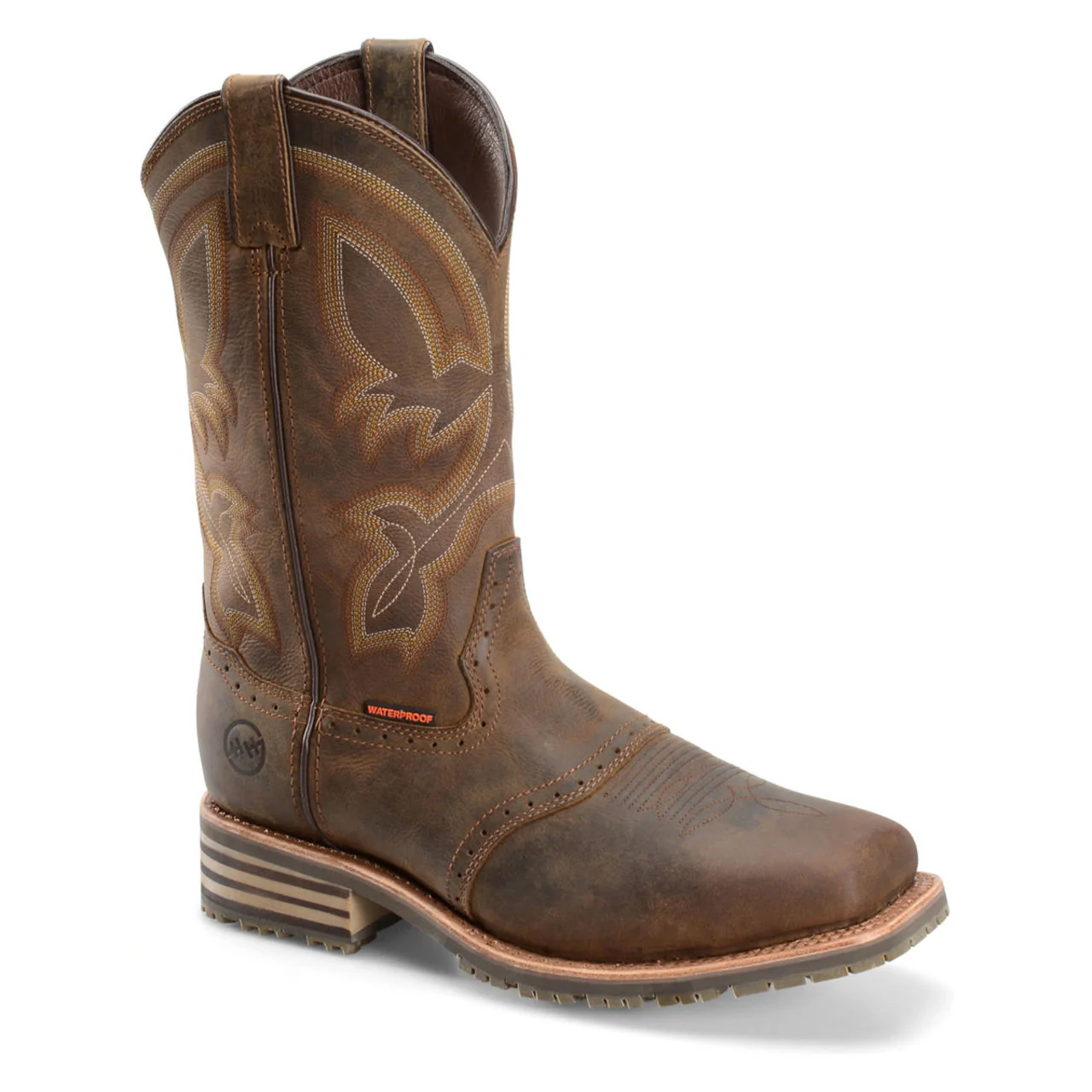 Double-H Men's Jeyden 11" Waterproof Plain Toe Roper Boots, DH4124, Brown - Image 2
