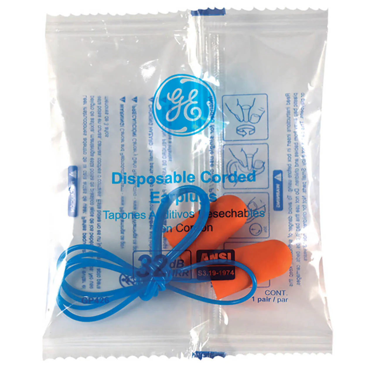 General Electric 32 dB Polyurethane Foam Bullet Earplugs - Orange - 100 Pair - GP426 - Image 2