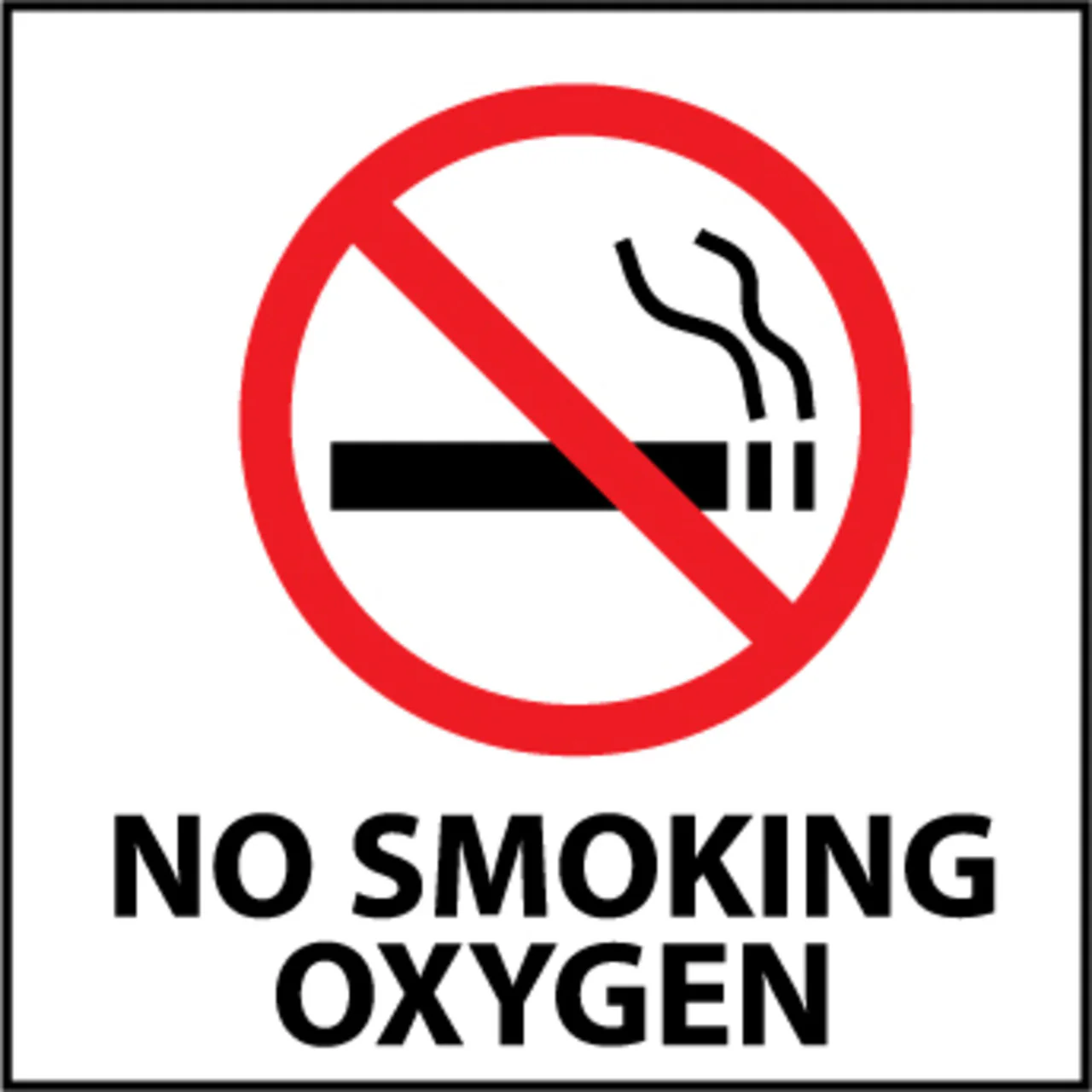 No Smoking Oxygen, Graphic, 7x7, Pressure Sensitive Vinyl Sign