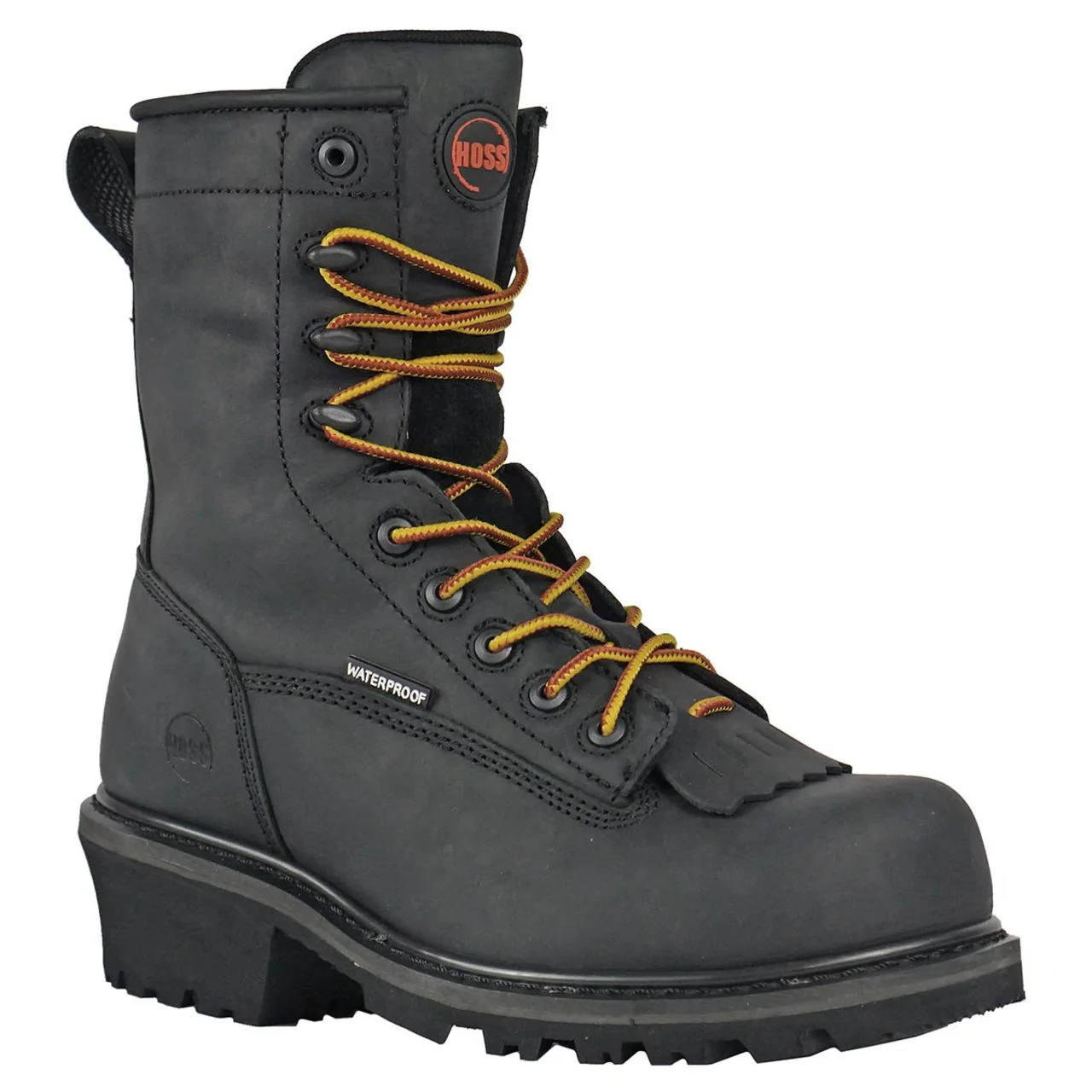 Hoss Men's Cross Cut 8" Loggers Waterproof EH Composite Toe Boots, 80114, Black