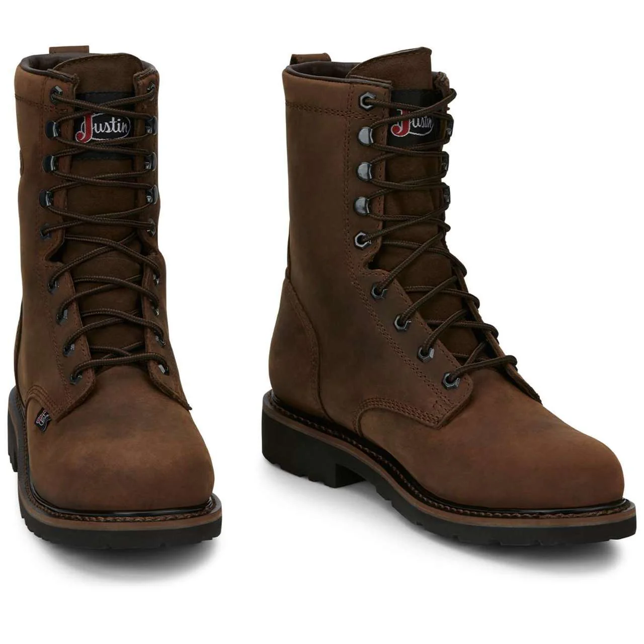Justin Men's Drywall 8" Waterproof EH Steel Toe Boots, SE961, Brown - Image 2