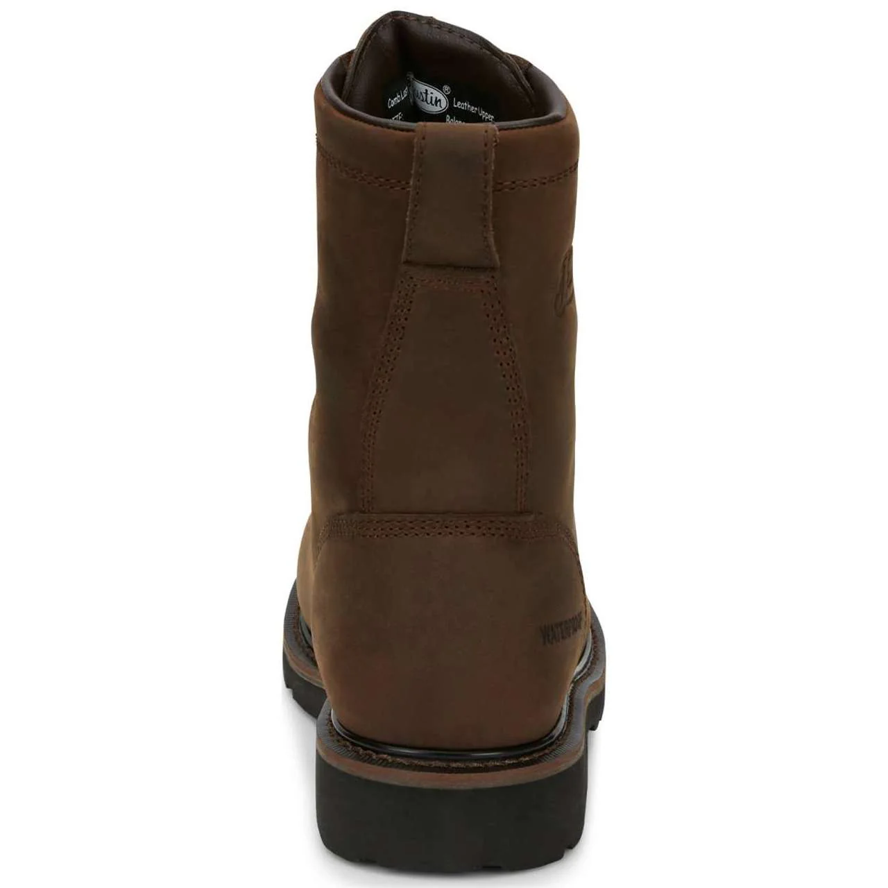 Justin Men's Drywall 8" Waterproof EH Steel Toe Boots, SE961, Brown - Image 5