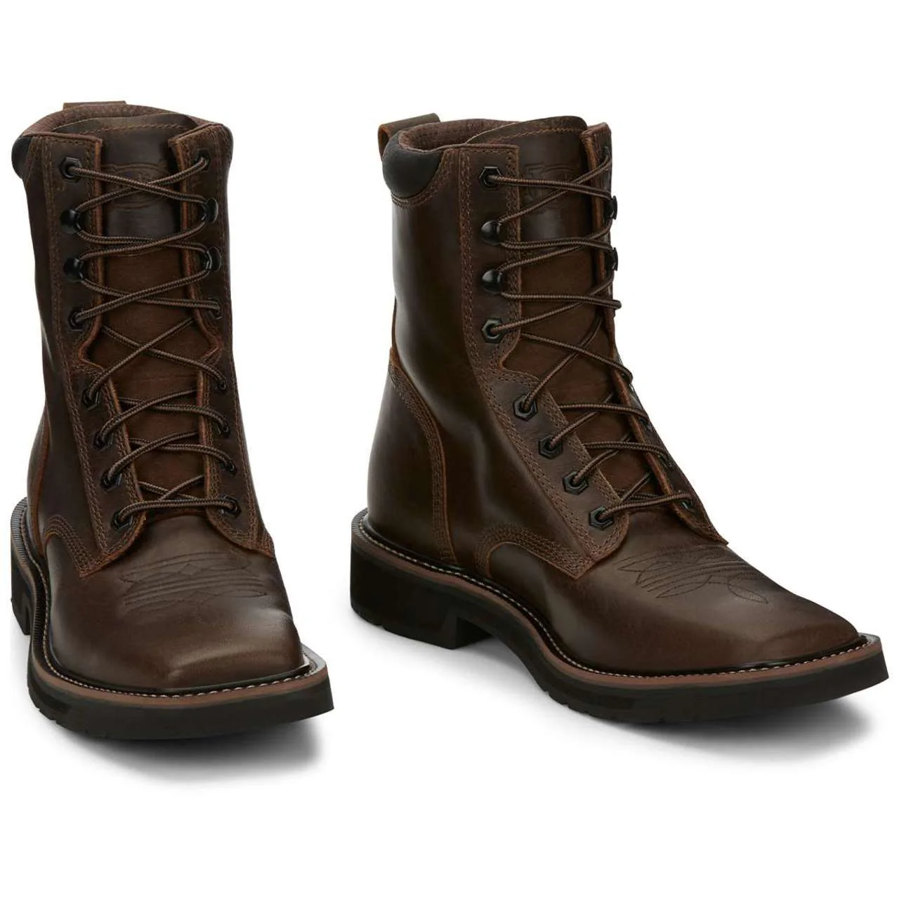 Justin Men's Pulley 8" EH Soft Toe Boots, SE681, Brown - Image 2