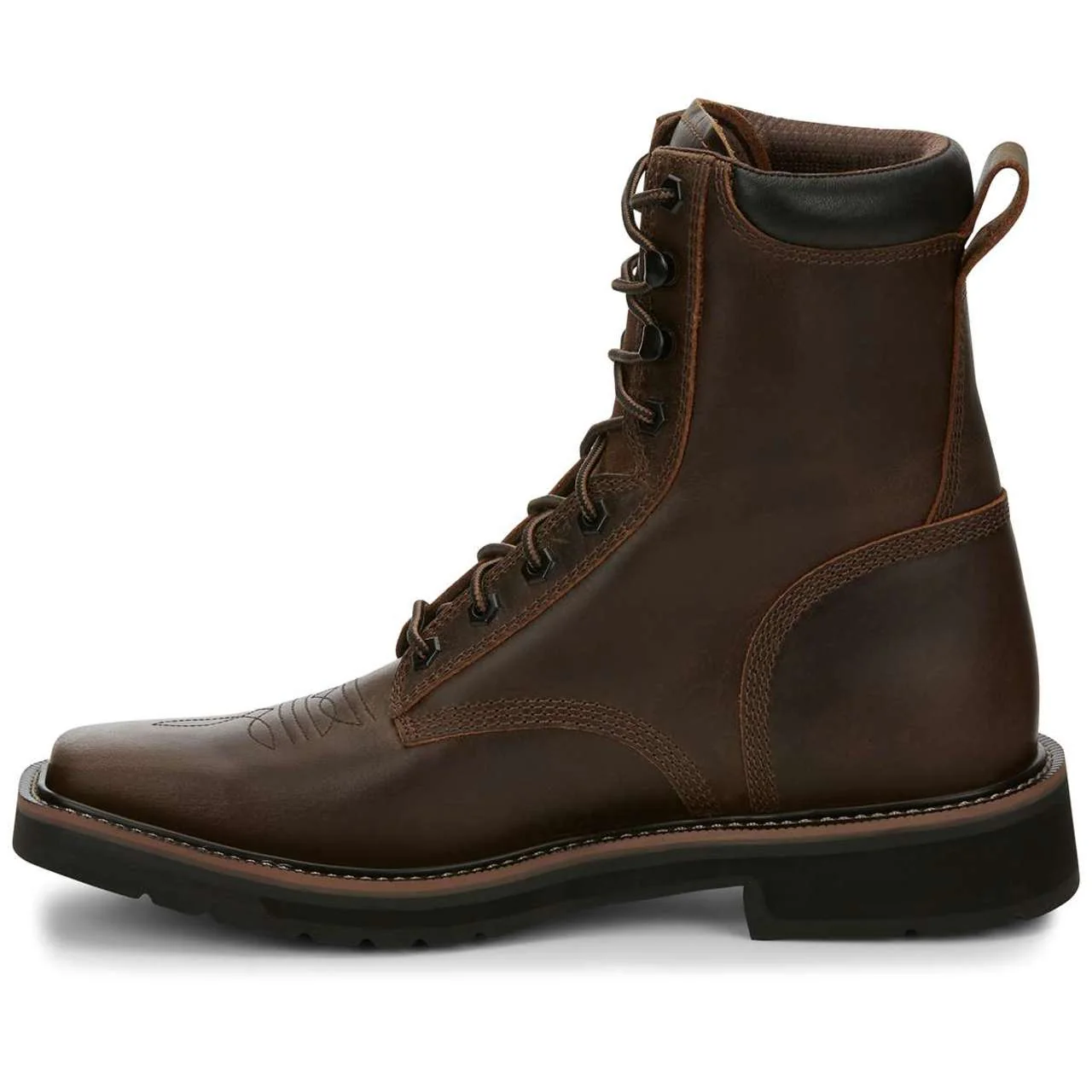 Justin Men's Pulley 8" EH Soft Toe Boots, SE681, Brown - Image 4