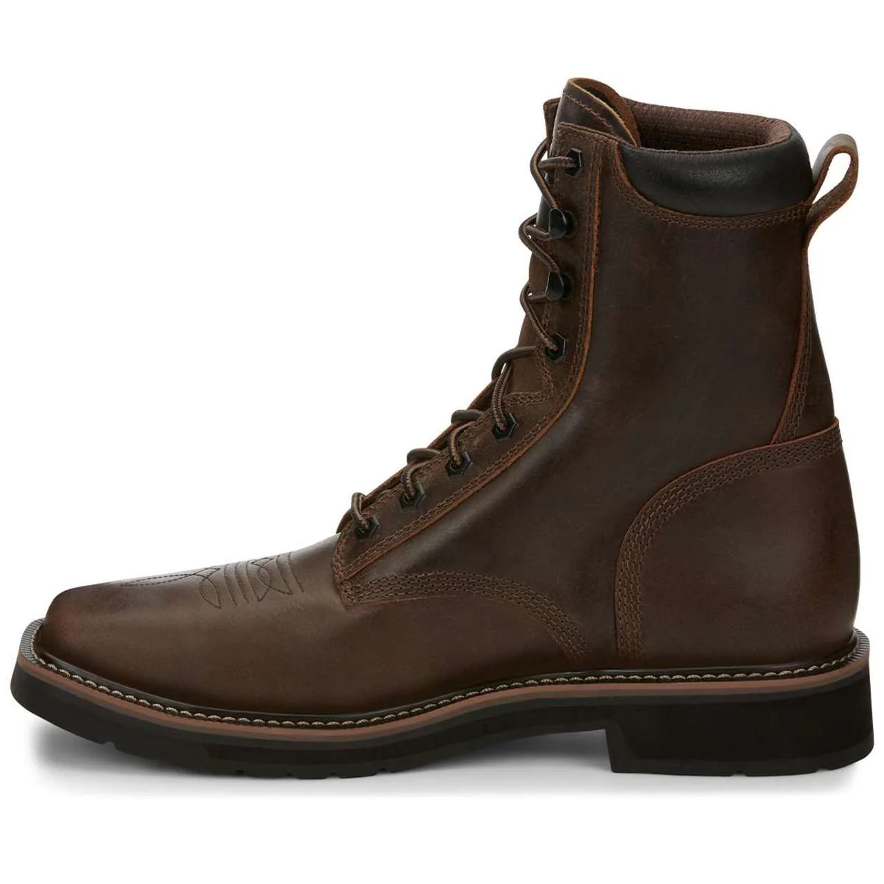 Justin Men's Pulley 8" EH Steel Toe Boots, SE682, Brown - Image 4