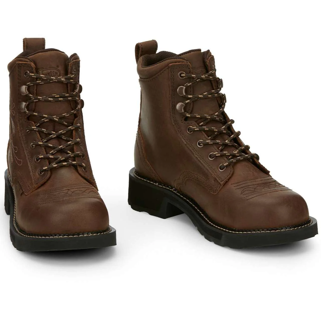 Justin Women's Katerina 6" Waterproof EH Steel Toe Boots, GY985, Brown - Image 2