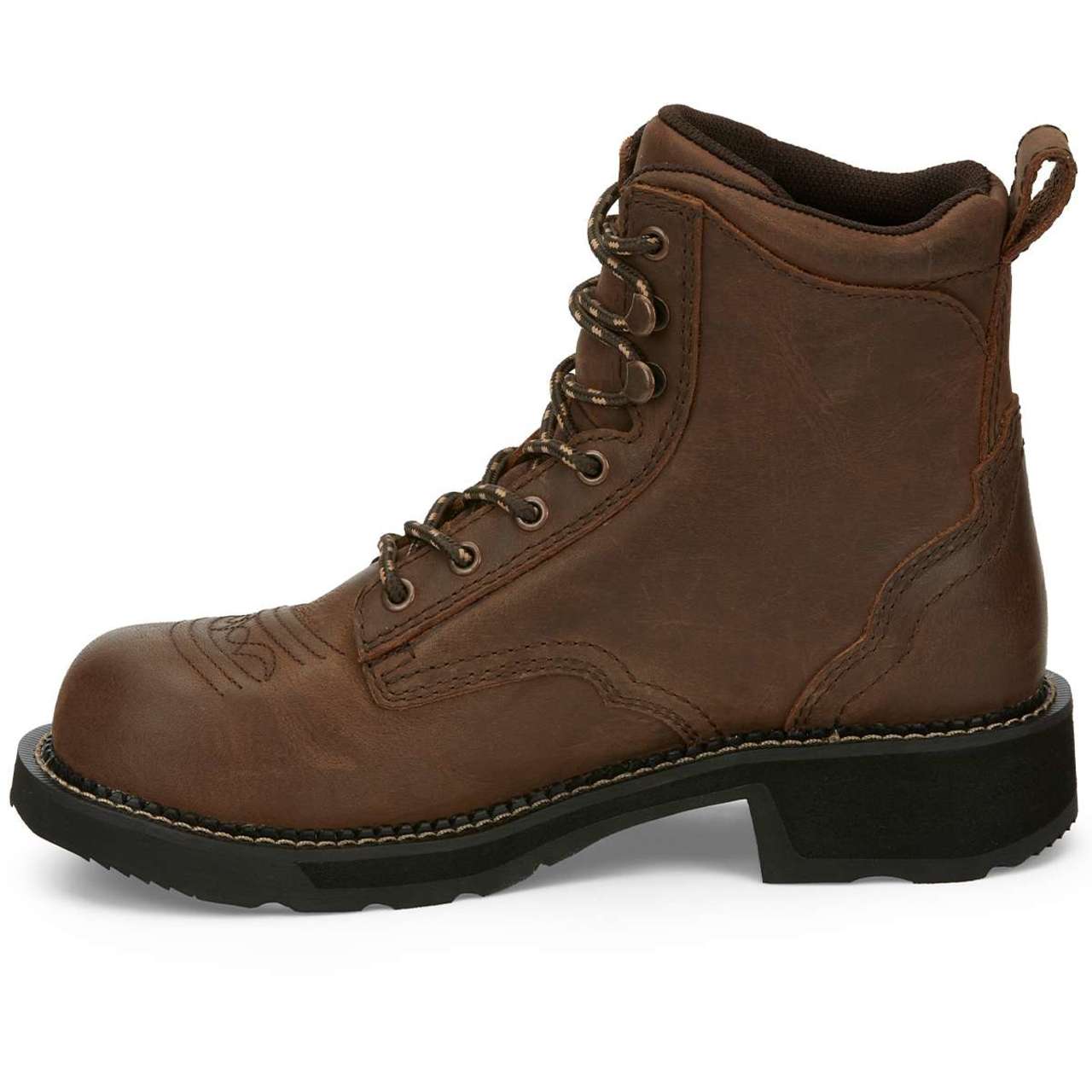 Justin Women's Katerina 6" Waterproof EH Steel Toe Boots, GY985, Brown - Image 4
