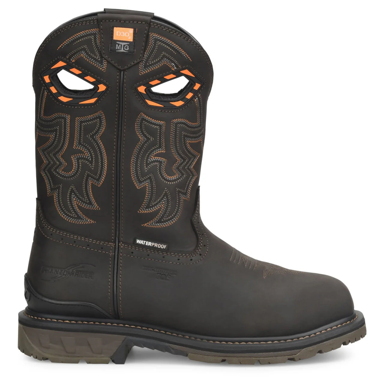 Phantom Rider Men's Bruner 11" EH Met-Guard Composite Toe Boots, PH5011, Dark Brown