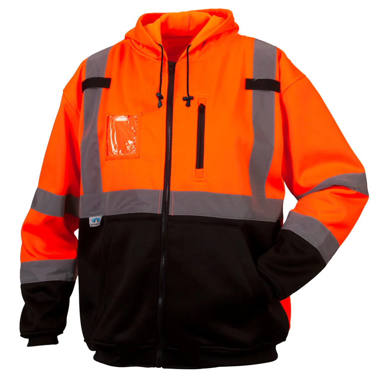 Pyramex RZH33 Type R Class 3 Hi-Vis Black Bottom Hooded Sweatshirt - Image 3