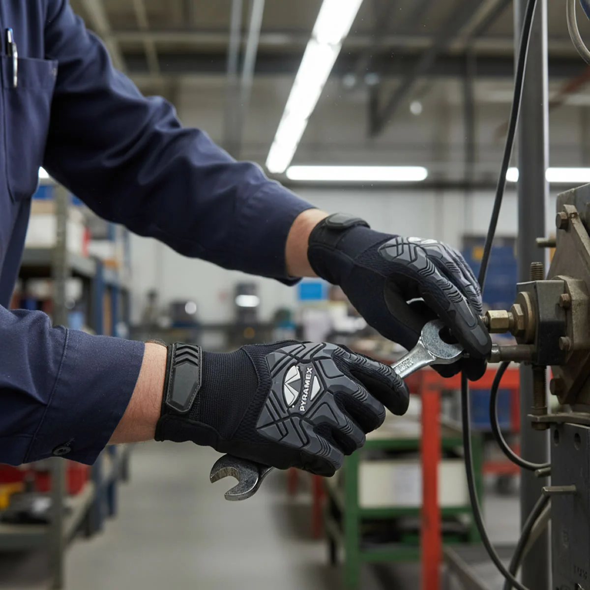 Pyramex GL204HT Synthetic Leather Impact Gloves, Black - Image 3
