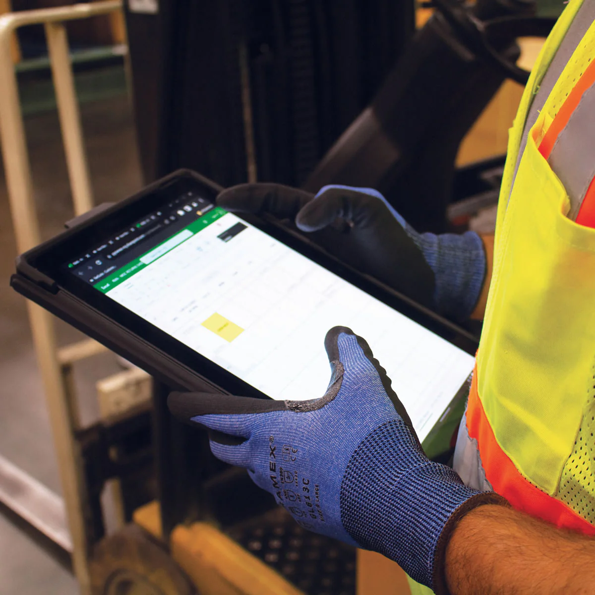 Pyramex Safety GL613C Touchscreen A4 Cut Micro-Foam Nitrile Dipped Gloves, Blue - Image 7