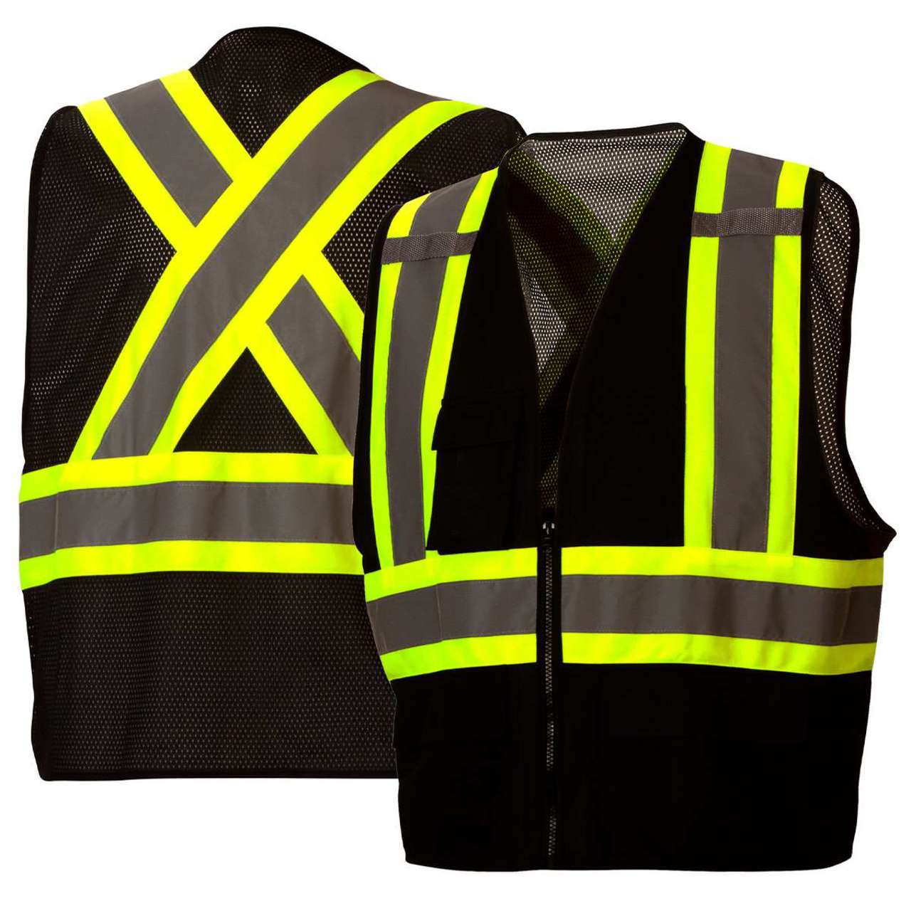Pyramex RCZ2411 Type O Class 1 Enhanced Visibility Safety Vest Contrasting Color Trim with X Back - Image 3