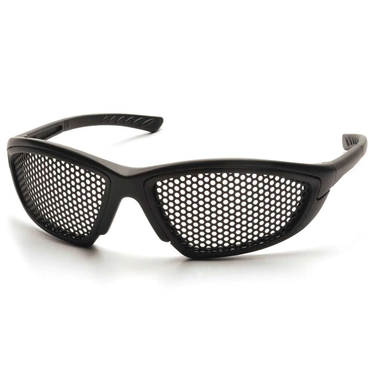 Pyramex Trifecta Safety Glasses, Punched Steel Lens, Black Frame