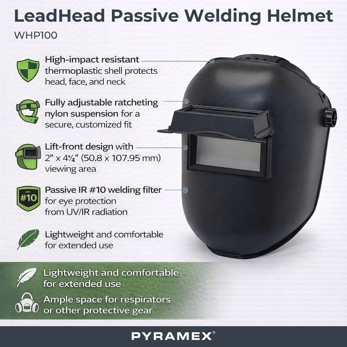 Pyramex LeadHead Passive Welding Helmet, WHP100 - Image 3