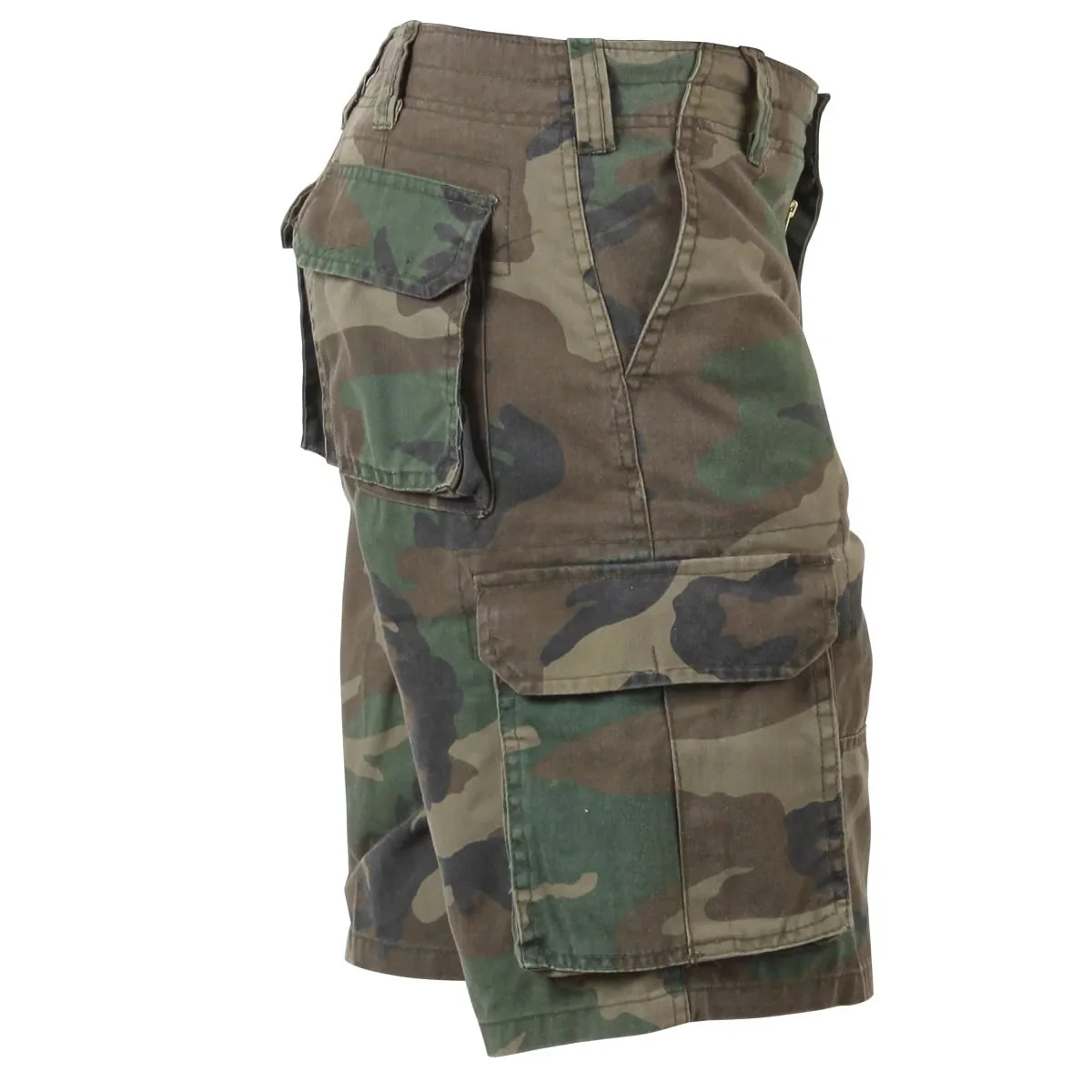 Rothco Vintage Paratrooper Cargo Shorts - Woodland Camo - Image 2