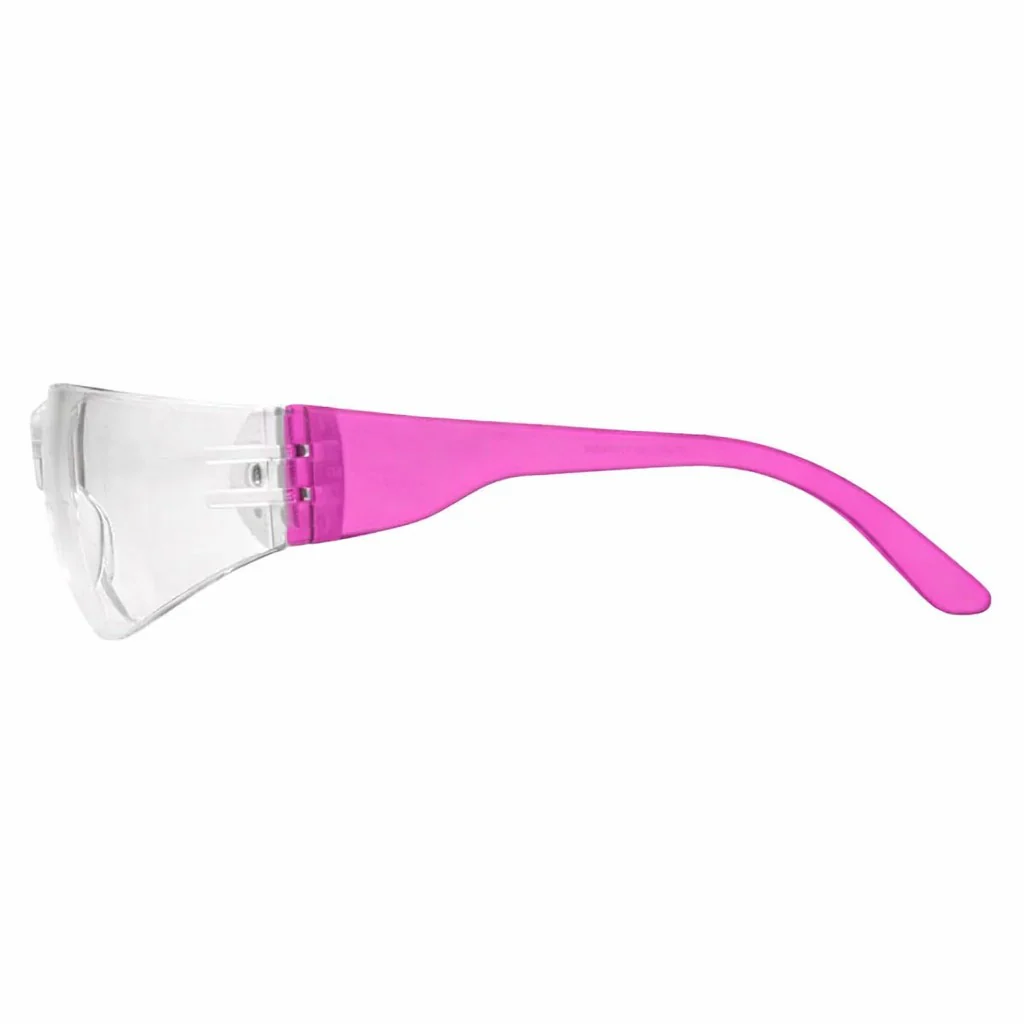 Rugged Blue Diablo Safety Glasses, Clear Lens, Pink Frame, 12 Pack - Image 4