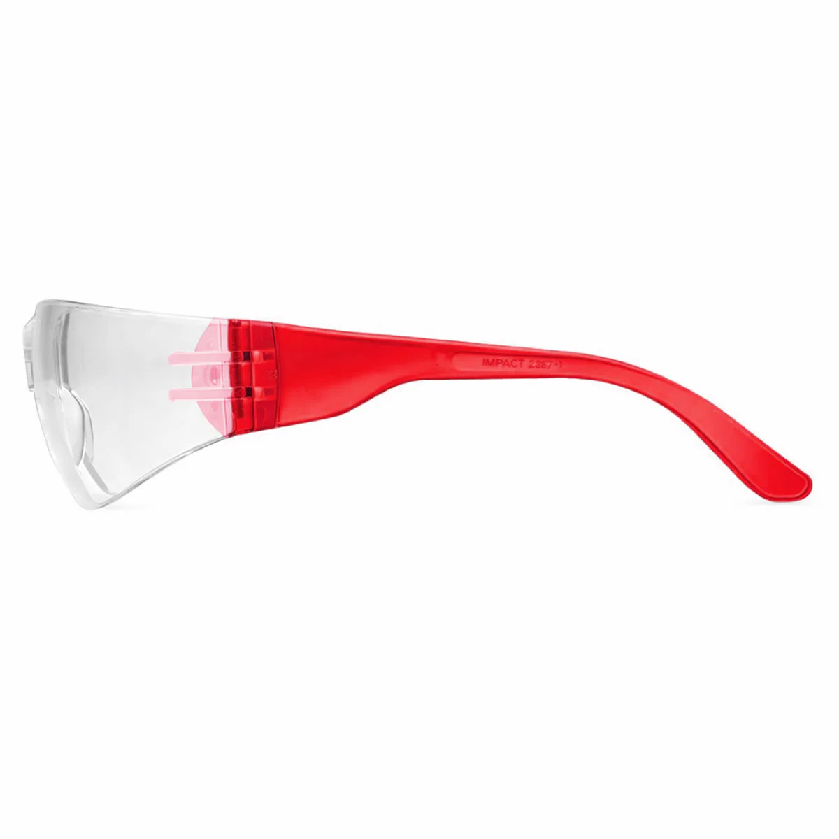 Rugged Blue Diablo Safety Glasses, Clear Lens, Red Frame, 12 Pack - Image 3