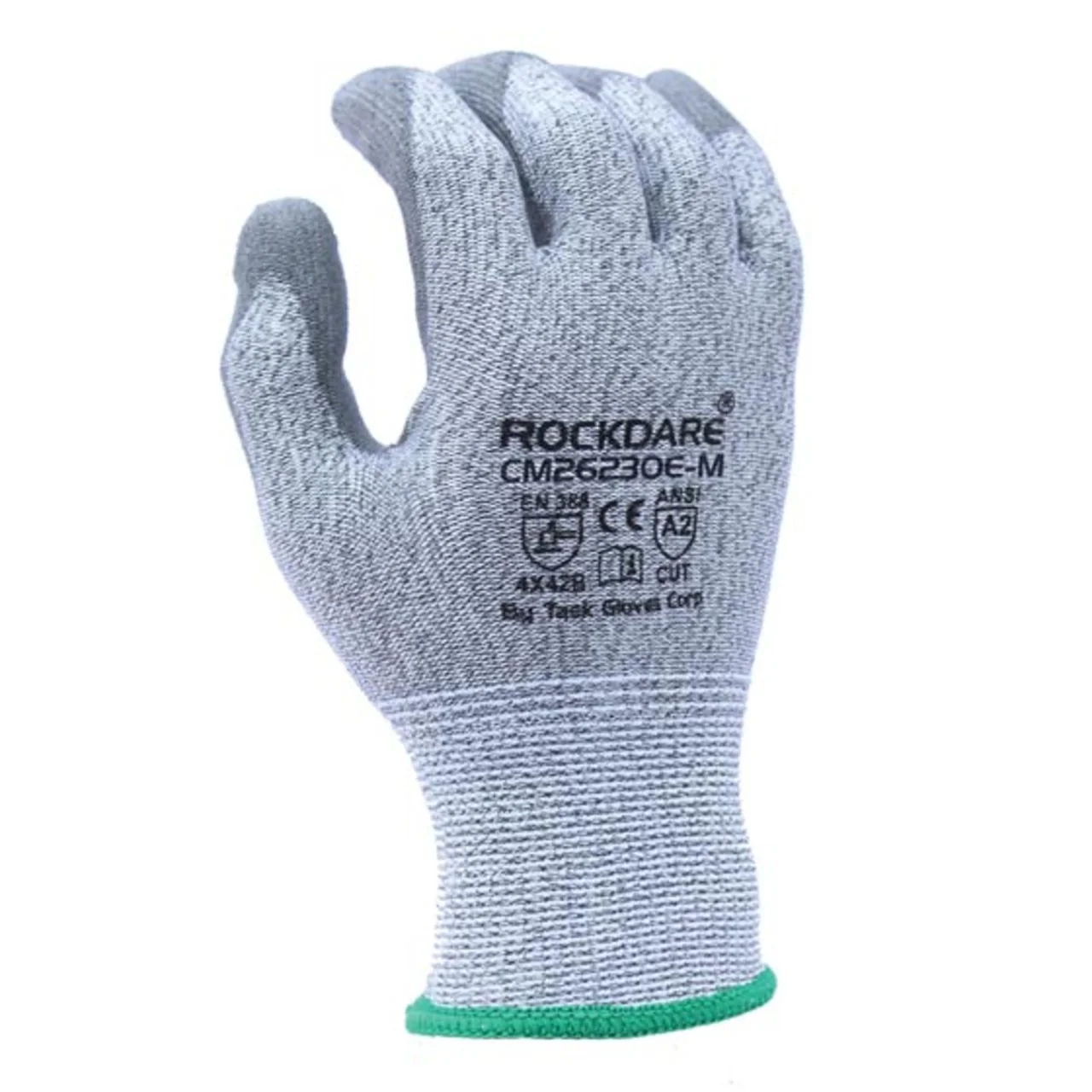 TASK CUTMAN 13G ANSI A2 Cut Resistant Polyurethane Coated Gloves, Gray, CM26230E