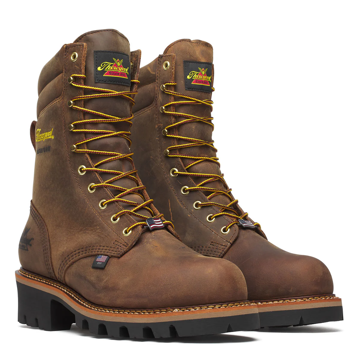 Thorogood Men's Logger Series 9" Waterproof Steel Toe Boots, 804-3555, Brown Stud Horse
