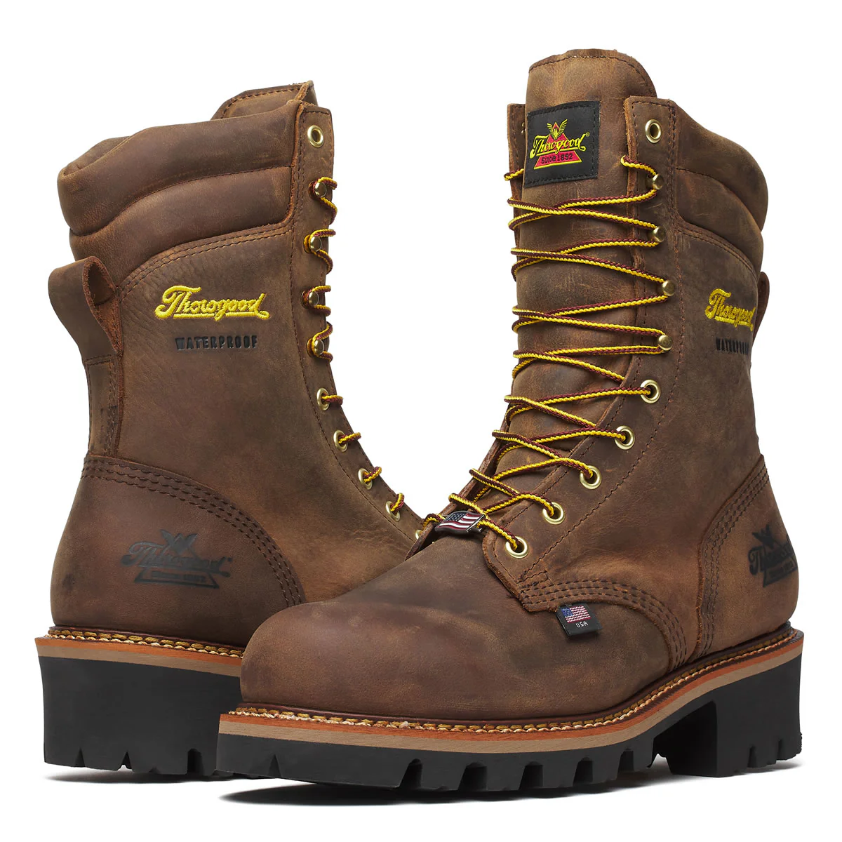 Thorogood Men's Logger Series 9" Waterproof Steel Toe Boots, 804-3555, Brown Stud Horse - Image 3