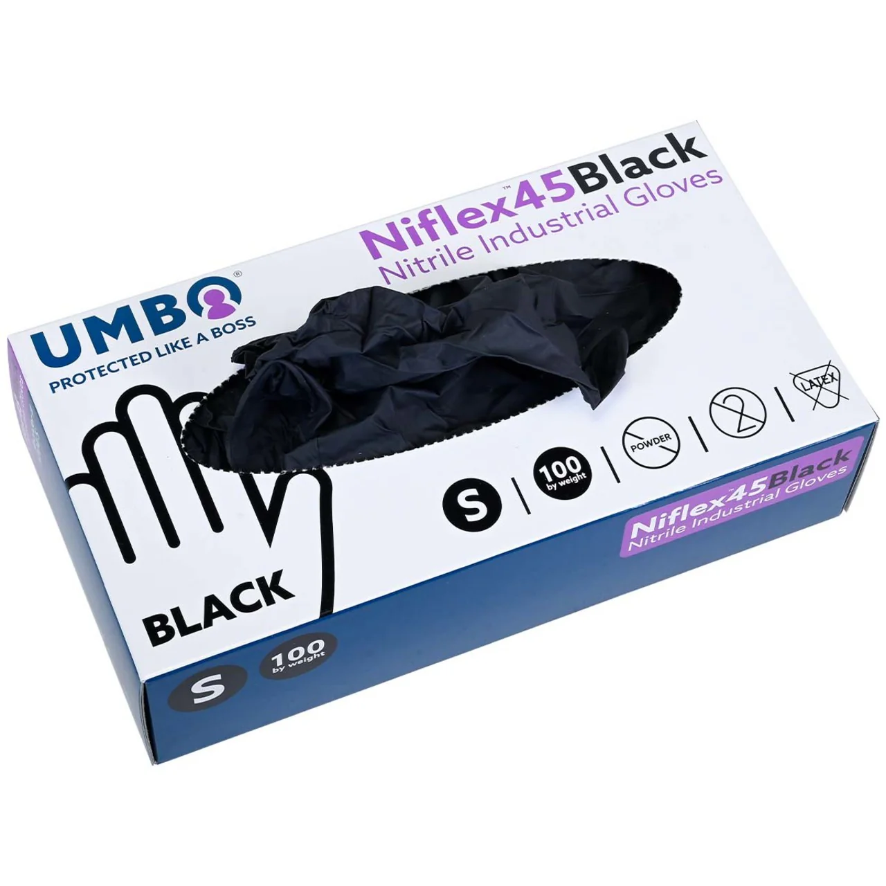 UMBO Niflex45 Nitrile Disposable Gloves, 5 mil, Black - H104 - Box of 100 - Image 2